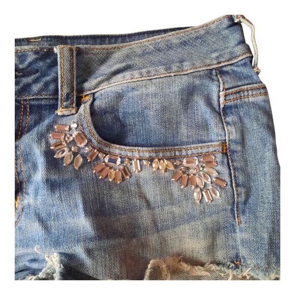 American Eagle Blue Distressed Jean Shorts - Picture 5 of 5